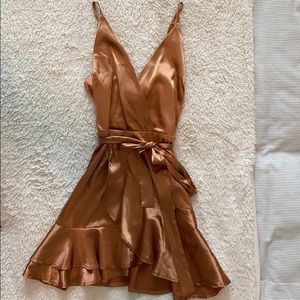 Rust Satin Mini Dress